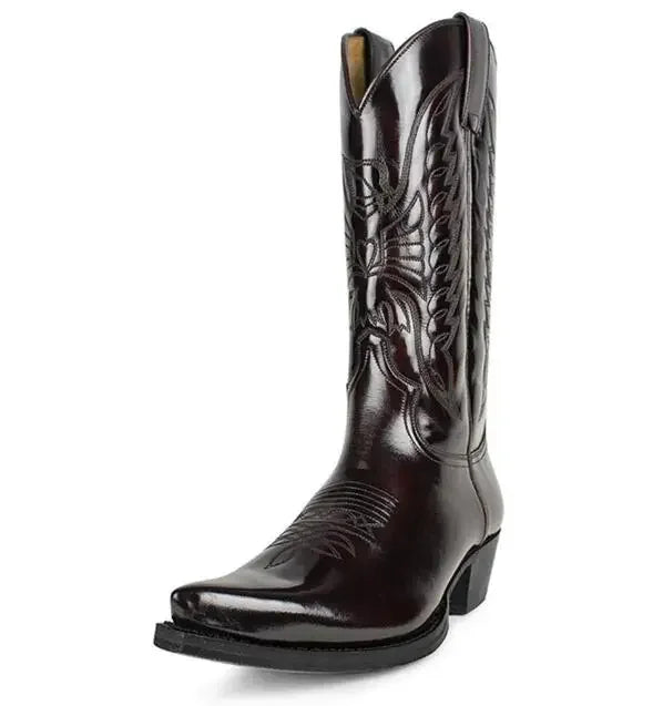 Cowboy Mid-calf Boots Men Woman Punk Goth Pointed Western Boot Retro Fashion Black Plus Size 35-48 Women Shoes Zapatos Hombre - CB048
