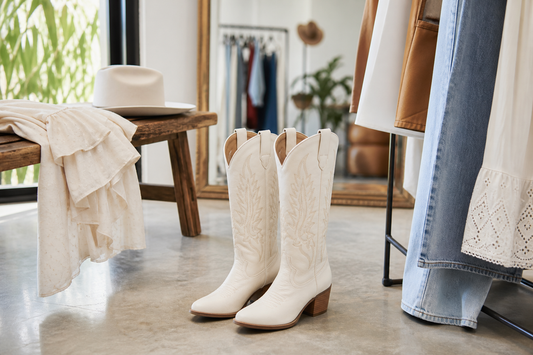 White cowboy boots styled for Australian events and everyday outfits