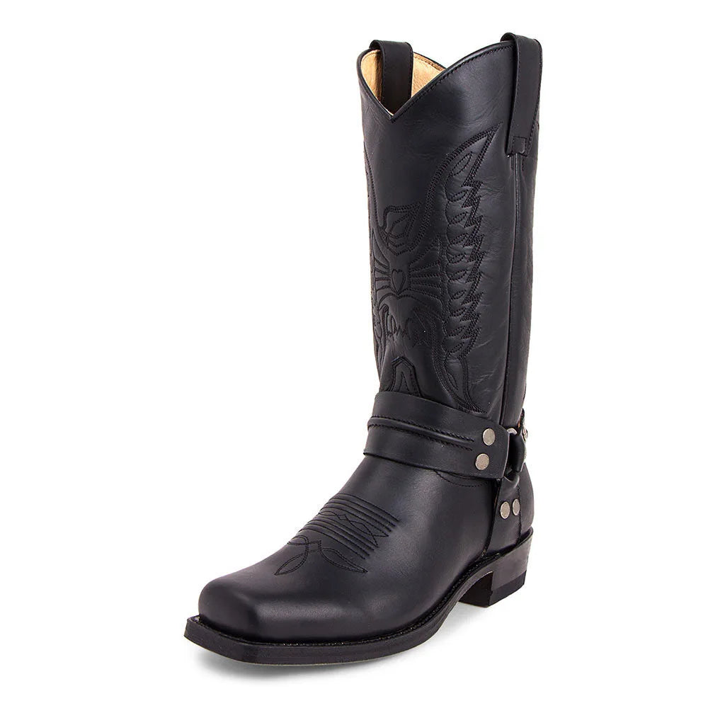 2025 New Western Cowboy Boots Black Brown Faux Leather Winter Shoes Retro Men Boots Embroidered Men Mid-calf Boots Size 48 Botas - CB041