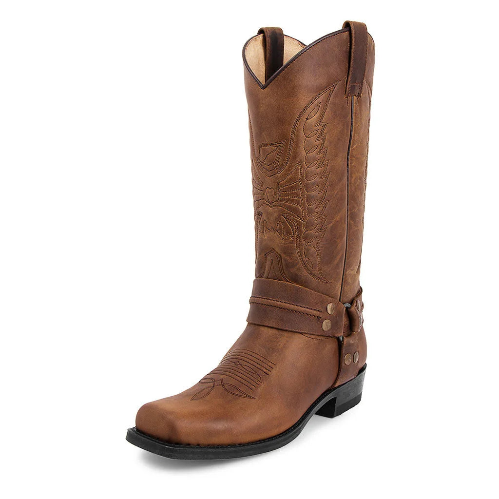 2025 New Western Cowboy Boots Black Brown Faux Leather Winter Shoes Retro Men Boots Embroidered Men Mid-calf Boots Size 48 Botas - CB041