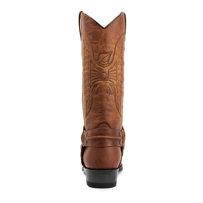 2025 New Western Cowboy Boots Black Brown Faux Leather Winter Shoes Retro Men Boots Embroidered Men Mid-calf Boots Size 48 Botas - CB041