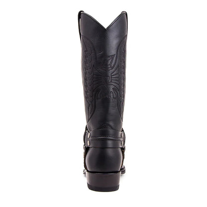 2026 New Western Cowboy Boots Black Brown Faux Leather Winter Shoes Retro Men Boots Embroidered Men Mid-calf Boots Size 48 Botas - CB017