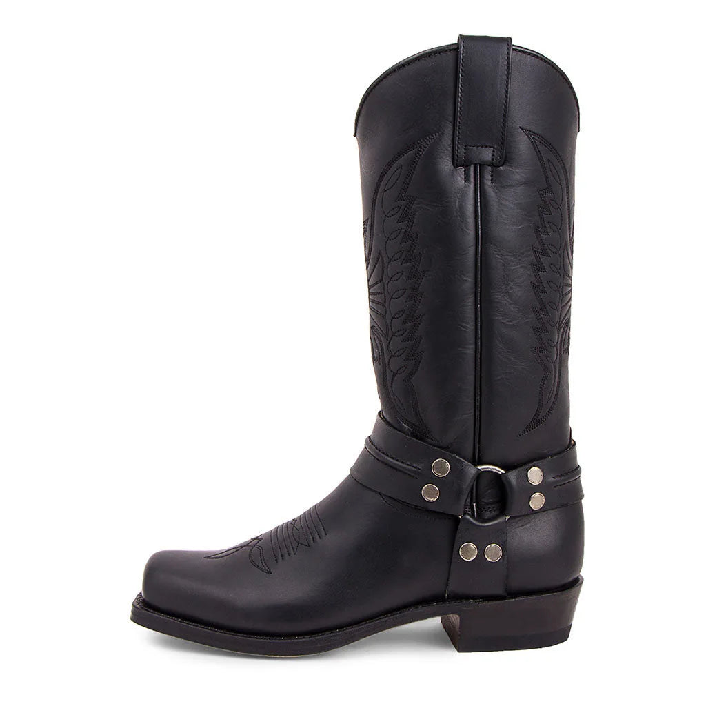 2026 New Western Cowboy Boots Black Brown Faux Leather Winter Shoes Retro Men Boots Embroidered Men Mid-calf Boots Size 48 Botas - CB017