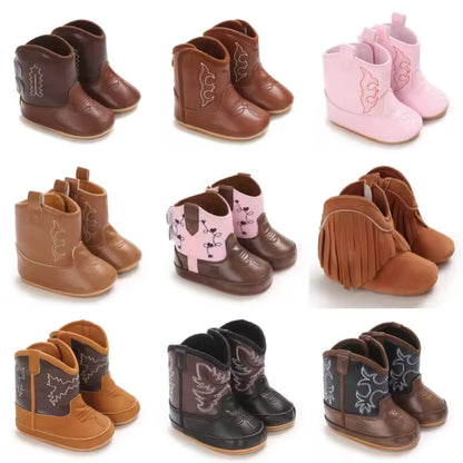 Baby Boys Girls Winter Boots 0-12 Months Western Denim First Walkers Warm Casual Fashion - CB074