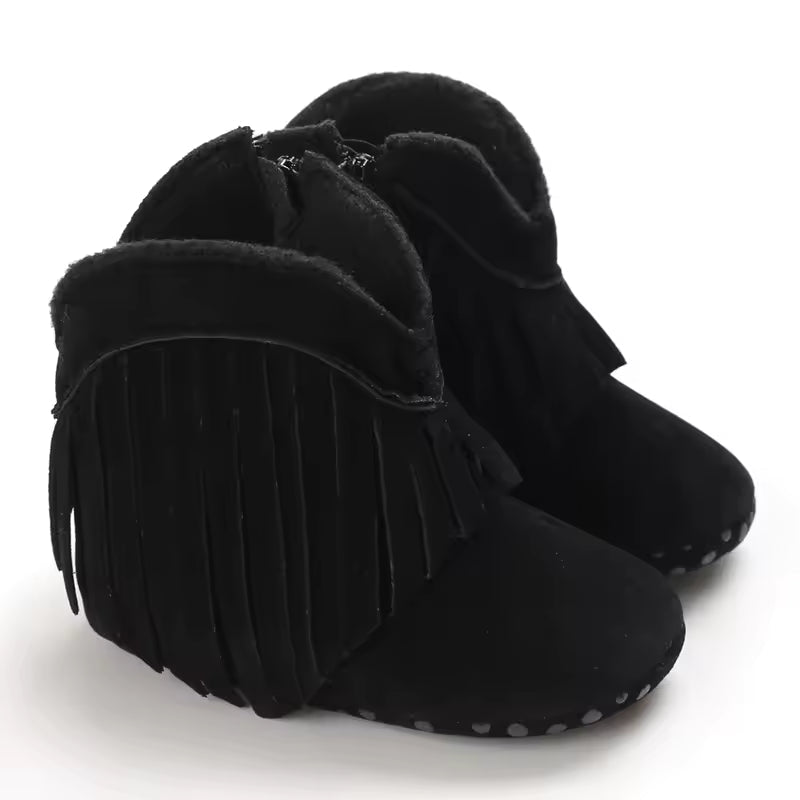 Baby Boys Girls Winter Boots 0-12 Months Western Denim First Walkers Warm Casual Fashion - CB074