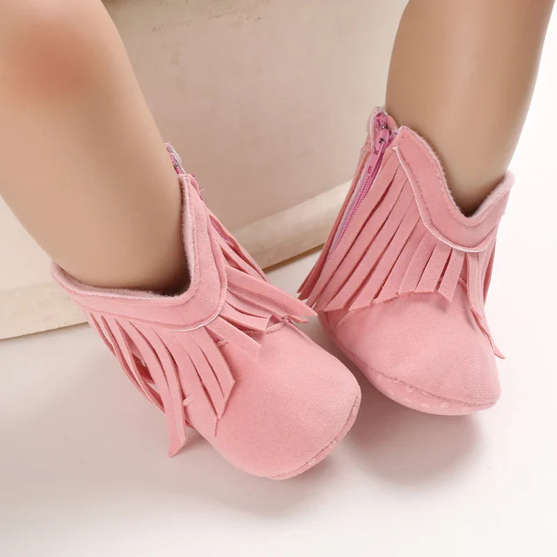Baby Boys Girls Winter Boots 0-12 Months Western Denim First Walkers Warm Casual Fashion - CB074