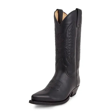 Cowboy Mid-calf Boots Men Woman Punk Goth Pointed Western Boot Retro Fashion Black Plus Size 35-48 Women Shoes Zapatos Hombre - CB048