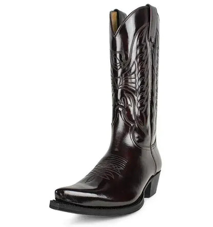 Cowboy Mid-calf Boots Men Woman Punk Goth Pointed Western Boot Retro Fashion Black Plus Size 35-48 Women Shoes Zapatos Hombre - CB048