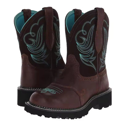 Embroidered Cowboy Boots For Men Women Pu Leather Boots Lightweight Comfortable Western Boots Zapatos De Hombre Size 35-42 - CB038