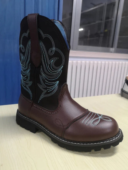 Embroidered Cowboy Boots For Men Women Pu Leather Boots Lightweight Comfortable Western Boots Zapatos De Hombre Size 35-42 - CB038
