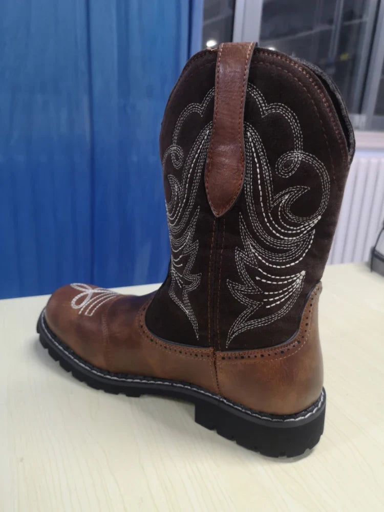 Embroidered Cowboy Boots For Men Women Pu Leather Boots Lightweight Comfortable Western Boots Zapatos De Hombre Size 35-42 - CB038