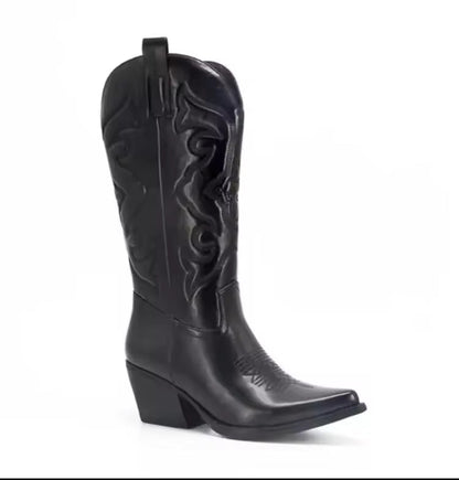 Fashion Women 2023 Cowboy Short Ankle Boots for Women Chunky Heel Cowgirl Boots Embroidered Mid Calf Western Boots Hot - CB047