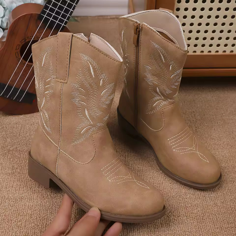 Girls Boots Toddler Snow Gear Mid Calf Glitter Western Cowboy Boot 2025 Autumn Big Kid Riding Girls Botas Size 27-36 Kids Shoes - CB071