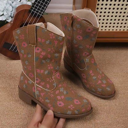 Girls Boots Toddler Snow Gear Mid Calf Glitter Western Cowboy Boot 2025 Autumn Big Kid Riding Girls Botas Size 27-36 Kids Shoes - CB071