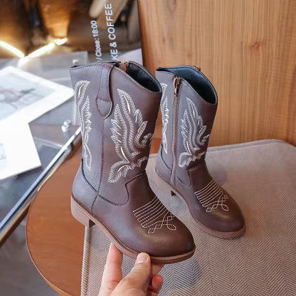 Girls Boots Toddler Snow Gear Mid Calf Glitter Western Cowboy Boot 2025 Autumn Big Kid Riding Girls Botas Size 27-36 Kids Shoes - CB071
