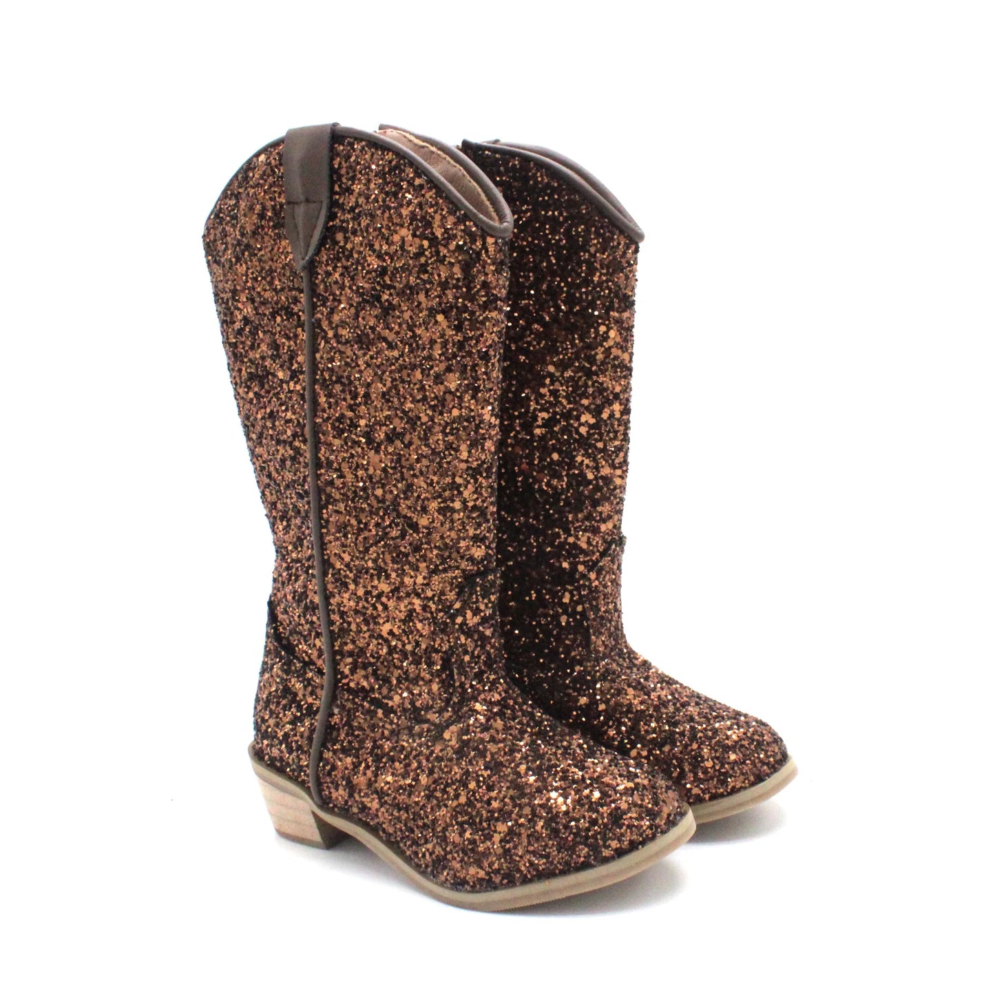 Girls Knee High Riding Boots Baby Toddler Little/Big Kids Glitter Cowboy Cowgirl Autumn Winter Zipper Low Heel Pumps Sequin Shoe - CB080