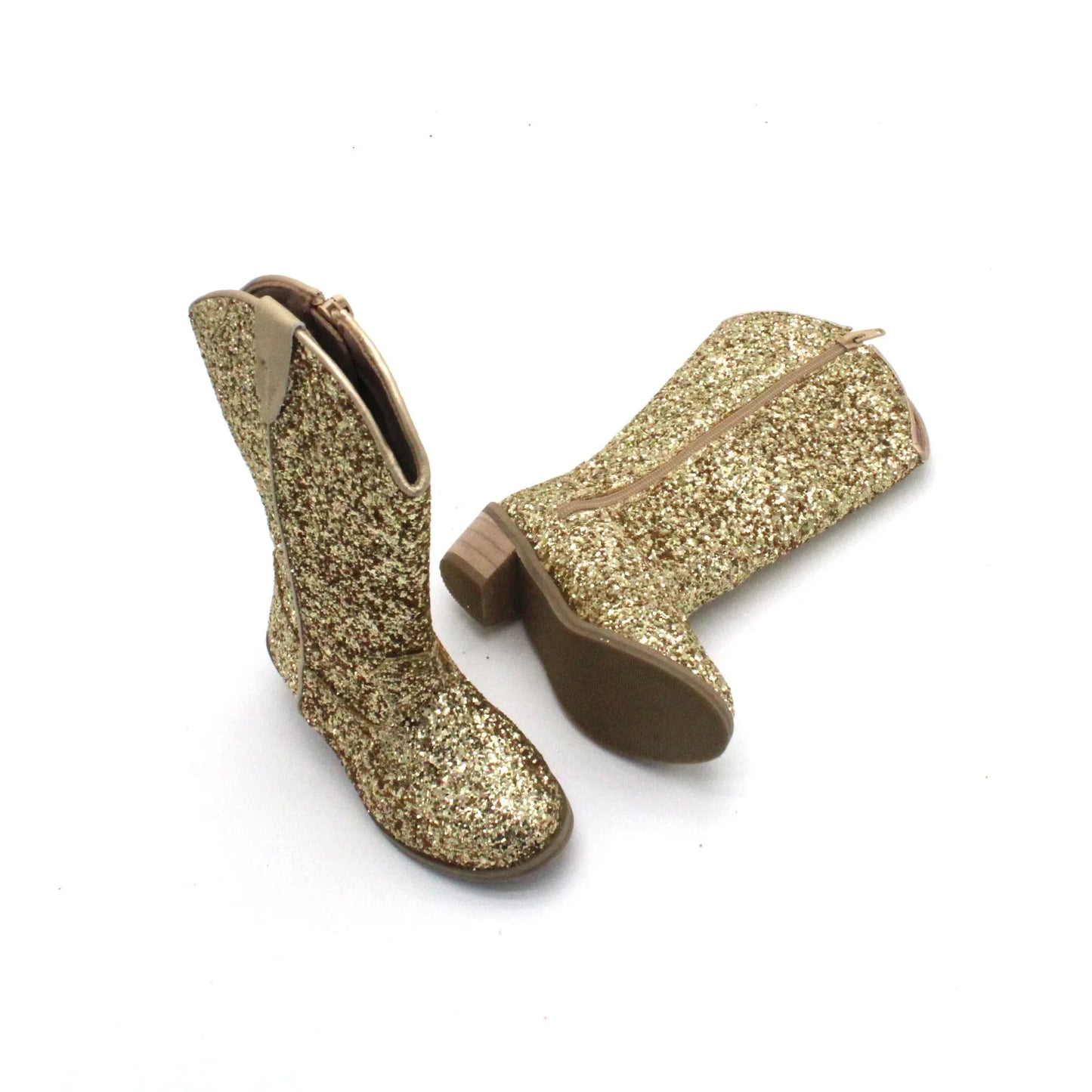 Girls Knee High Riding Boots Baby Toddler Little/Big Kids Glitter Cowboy Cowgirl Autumn Winter Zipper Low Heel Pumps Sequin Shoe - CB080