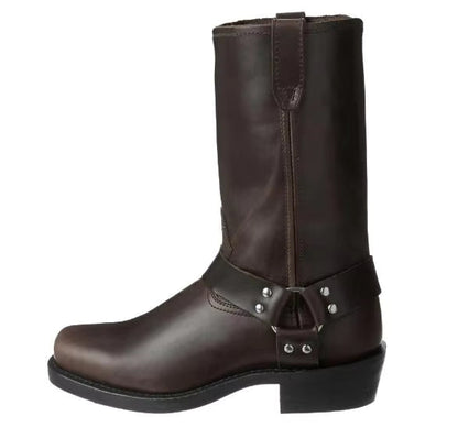 Luxury Retro Cowboy Boots Men Mid Calf Western Boot Men Pu Leather Man Slip On Shoes Winter Knight Boots Booties Plus Size 48 - CB049