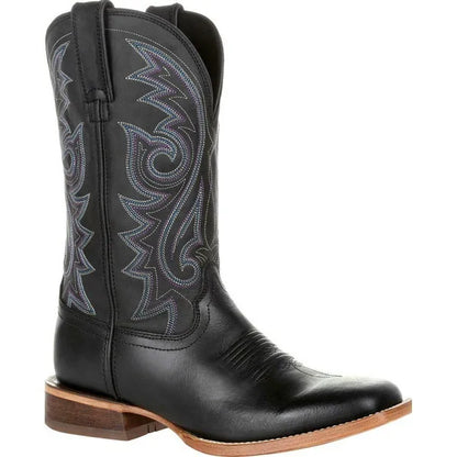 Men Boots Mid Calf Western Cowboy Motorcycle Boots Male Autumn Outdoor PU Leather Totem Med-Calf Boots Retro Designed Men Shoes - CB001