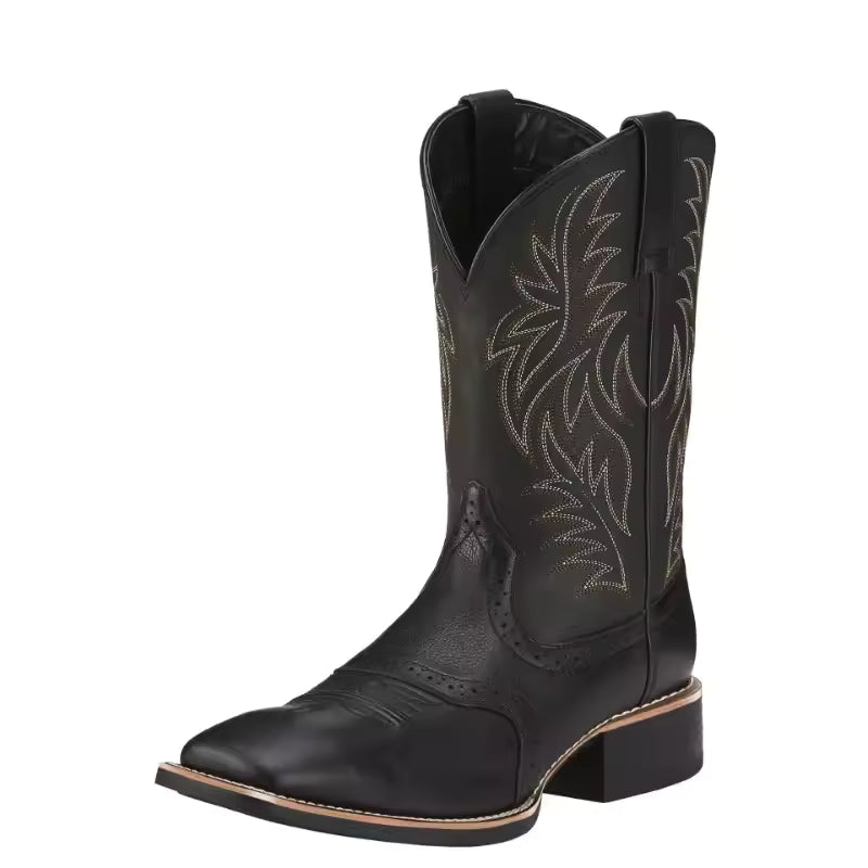 Men High Boots Embroidery Retro Handmade Mens Boots Western Cowboy Boot Pointed Toe Boots Hand Stitching Outdoor Men's Shoes - CB012