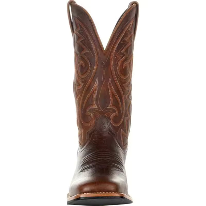 Mid-calf Western Boots Men Black Brown Cowboy Boots Handmade Leather Shoes for Men 2023 New Punk Man Women Unisex Riding Boots - CB013