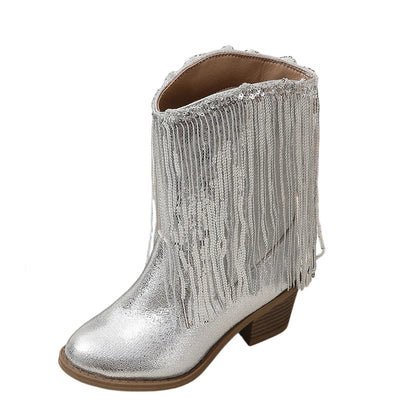 New European and American Fashion Children's Western Cowboy Boots Cross-Border Autumn and Winter Fringed Children's Boots - CB083