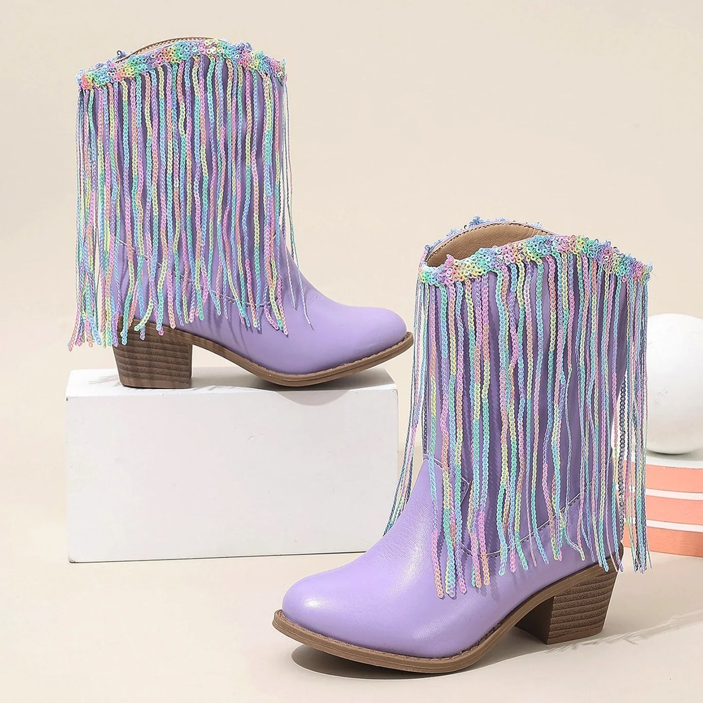 New European and American Fashion Children's Western Cowboy Boots Cross-Border Autumn and Winter Fringed Children's Boots - CB083