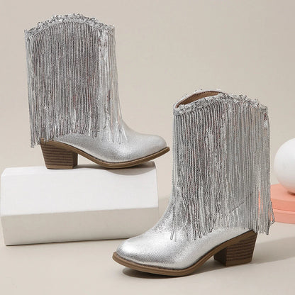 New European and American Fashion Children's Western Cowboy Boots Cross-Border Autumn and Winter Fringed Children's Boots - CB083