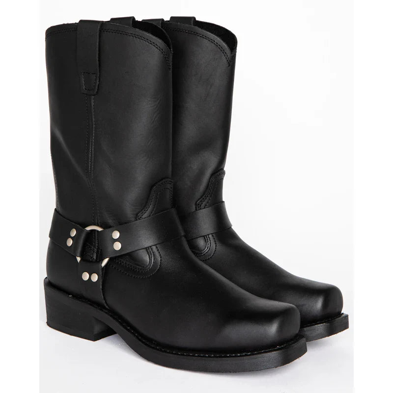 Retro Cowboy Boots Men Mid Calf Western Boots Men Pu Leather Boots Man Slip On Shoes Winter Knight Boots Booties Plus Size 39-48 - CB022