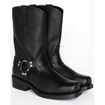 Retro Cowboy Boots Men Mid Calf Western Boots Men Pu Leather Boots Man Slip On Shoes Winter Knight Boots Booties Plus Size 39-48 - CB022