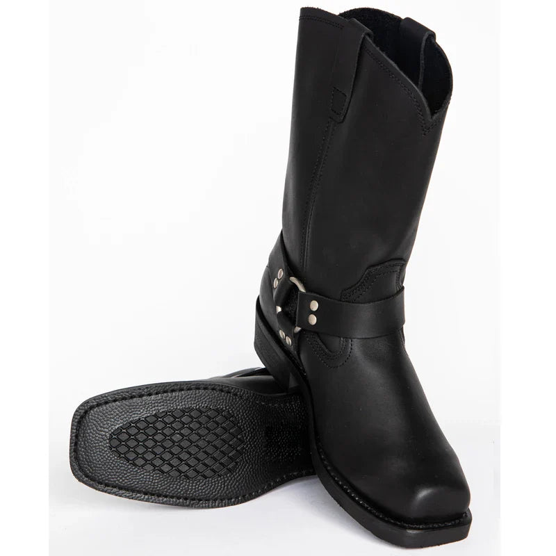 Retro Cowboy Boots Men Mid Calf Western Boots Men Pu Leather Boots Man Slip On Shoes Winter Knight Boots Booties Plus Size 39-48 - CB022