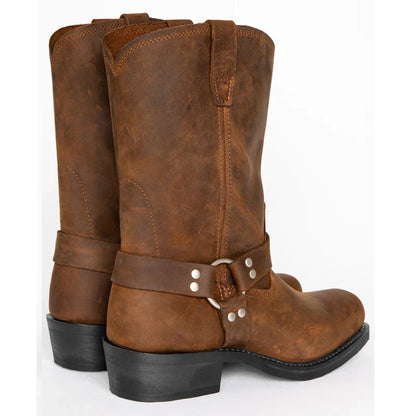 Retro Cowboy Boots Men Mid Calf Western Boots Men Pu Leather Boots Man Slip On Shoes Winter Knight Boots Booties Plus Size 39-48 - CB022