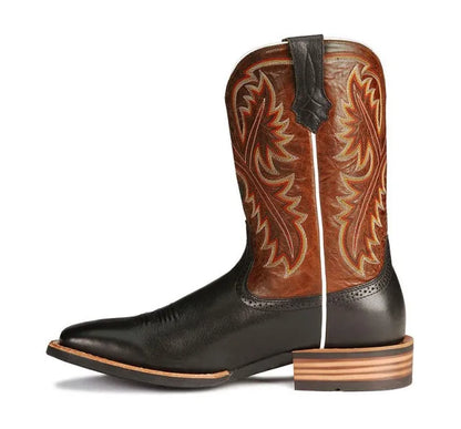 Retro Mid-tube Western Cowboy Black and Brown Boots Role-playing Accessories Handmade Leather Shoes Cyberpunk Unisex Riding Boot - CB016