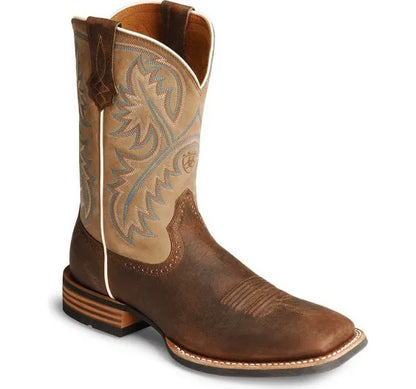 Retro Mid-tube Western Cowboy Black and Brown Boots Role-playing Accessories Handmade Leather Shoes Cyberpunk Unisex Riding Boot - CB016