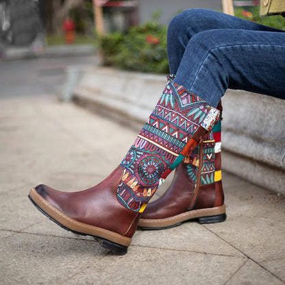 Socofy Raffan Fashion Women's Boots Bohemian Style Adjustable Warm Winter Women's Boots - CB058