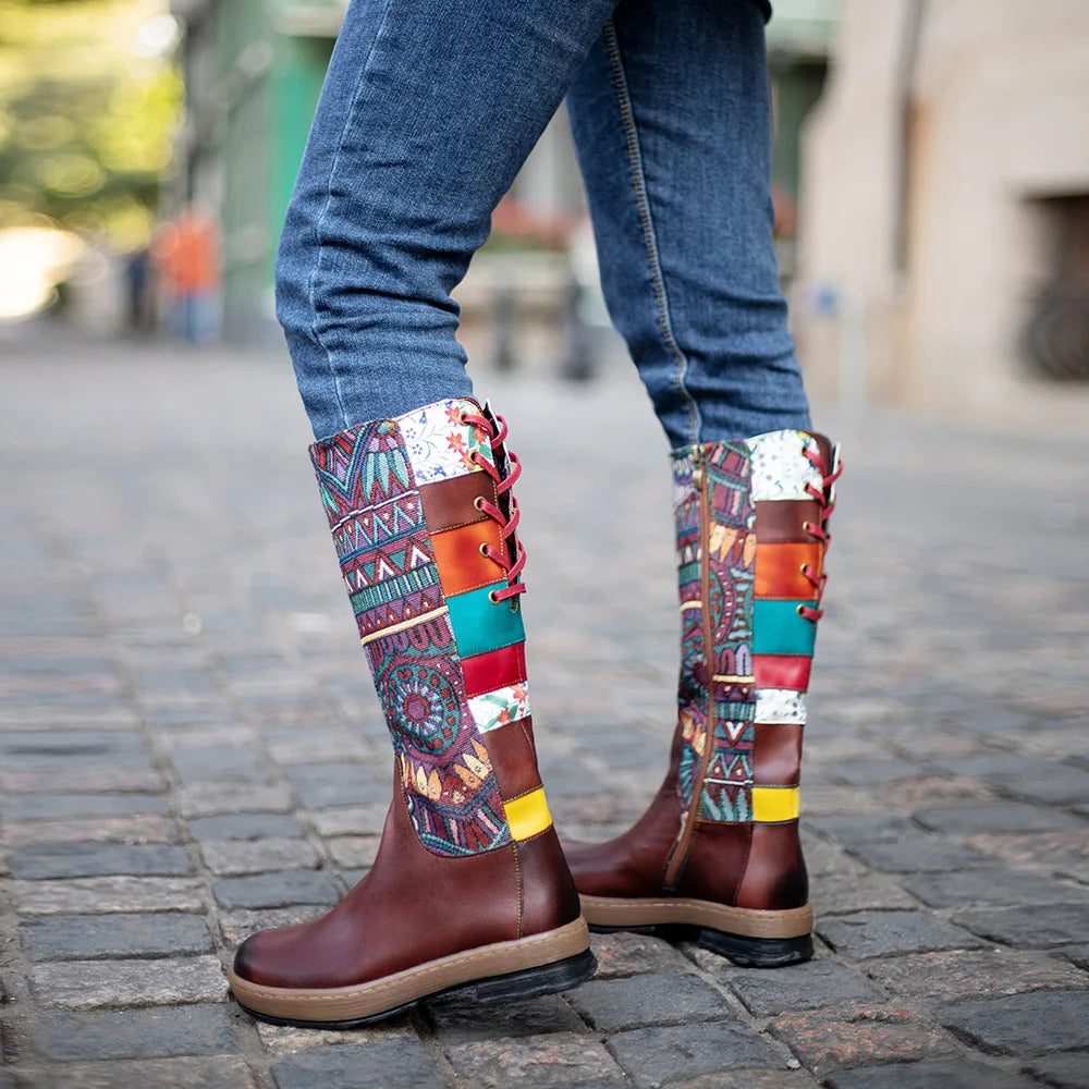Socofy Raffan Fashion Women's Boots Bohemian Style Adjustable Warm Winter Women's Boots - CB058