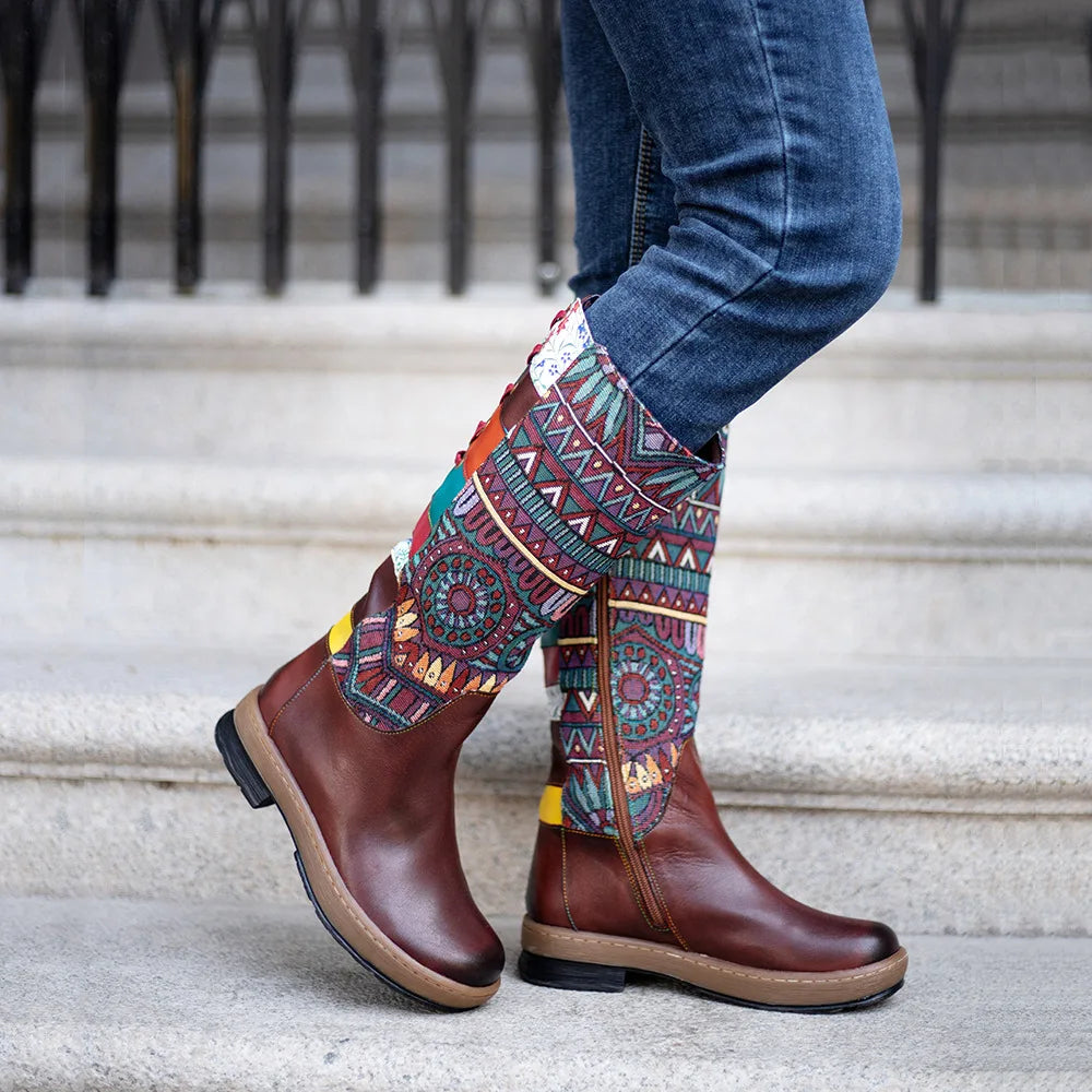 Socofy Raffan Fashion Women's Boots Bohemian Style Adjustable Warm Winter Women's Boots - CB058
