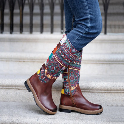 Socofy Raffan Fashion Women's Boots Bohemian Style Adjustable Warm Winter Women's Boots - CB058