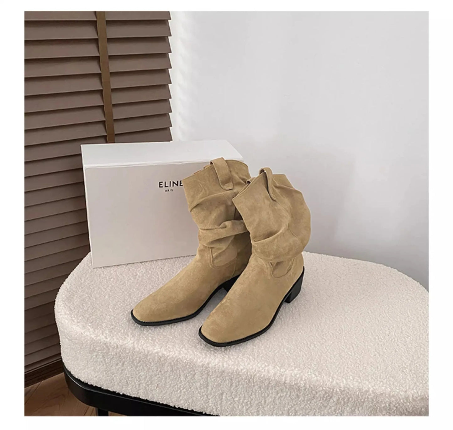 Western Cowboy Boots Women's Retro Versatile Cosplay Mid-tube Boots High-heeled Sleeves Casual Pile Boots Halloween Party 2025 - CB025