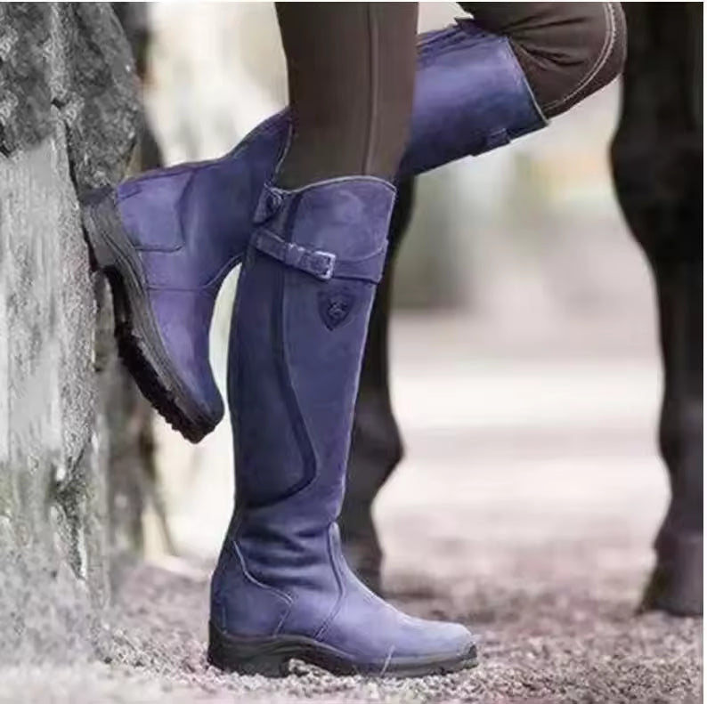 Western Fashion Women Boots Winter Knee High Heels Quality Suede Long Comfort Square Botines Mujer Thigh High Boot Botas - CB006