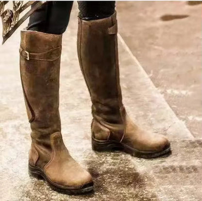 Western Fashion Women Boots Winter Knee High Heels Quality Suede Long Comfort Square Botines Mujer Thigh High Boot Botas - CB006