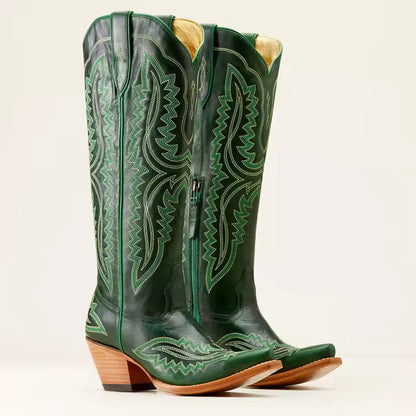 Western Sle Pointed Toe High Heel Booties Large Size Cowboy Boots for Women Faionable High Tubc Rubber Outsole Summer Boots - CB039