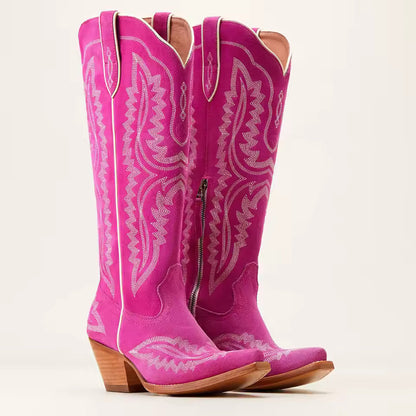 Western Sle Pointed Toe High Heel Booties Large Size Cowboy Boots for Women Faionable High Tubc Rubber Outsole Summer Boots - CB039