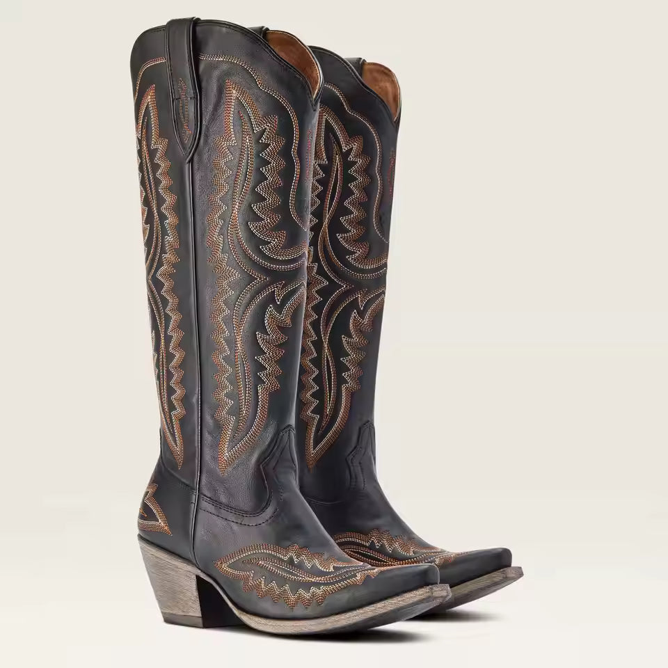 Western Sle Pointed Toe High Heel Booties Large Size Cowboy Boots for Women Faionable High Tubc Rubber Outsole Summer Boots - CB039
