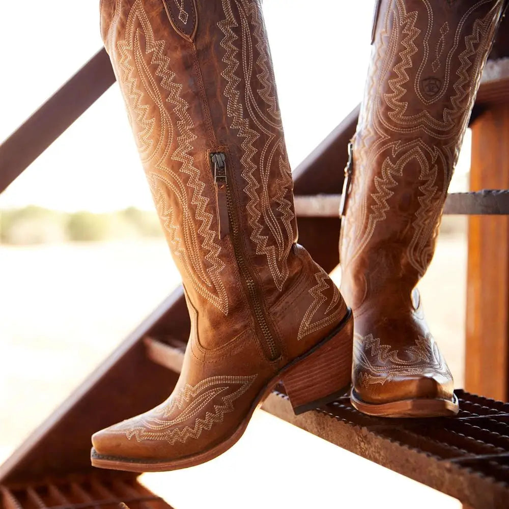 Western Sle Pointed Toe High Heel Booties Large Size Cowboy Boots for Women Faionable High Tubc Rubber Outsole Summer Boots - CB039