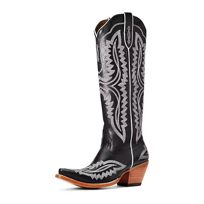 Western Sle Pointed Toe High Heel Booties Large Size Cowboy Boots for Women Faionable High Tubc Rubber Outsole Summer Boots - CB039