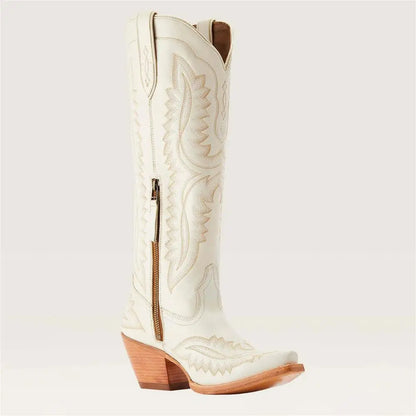 Western Sle Pointed Toe High Heel Booties Large Size Cowboy Boots for Women Faionable High Tubc Rubber Outsole Summer Boots - CB039