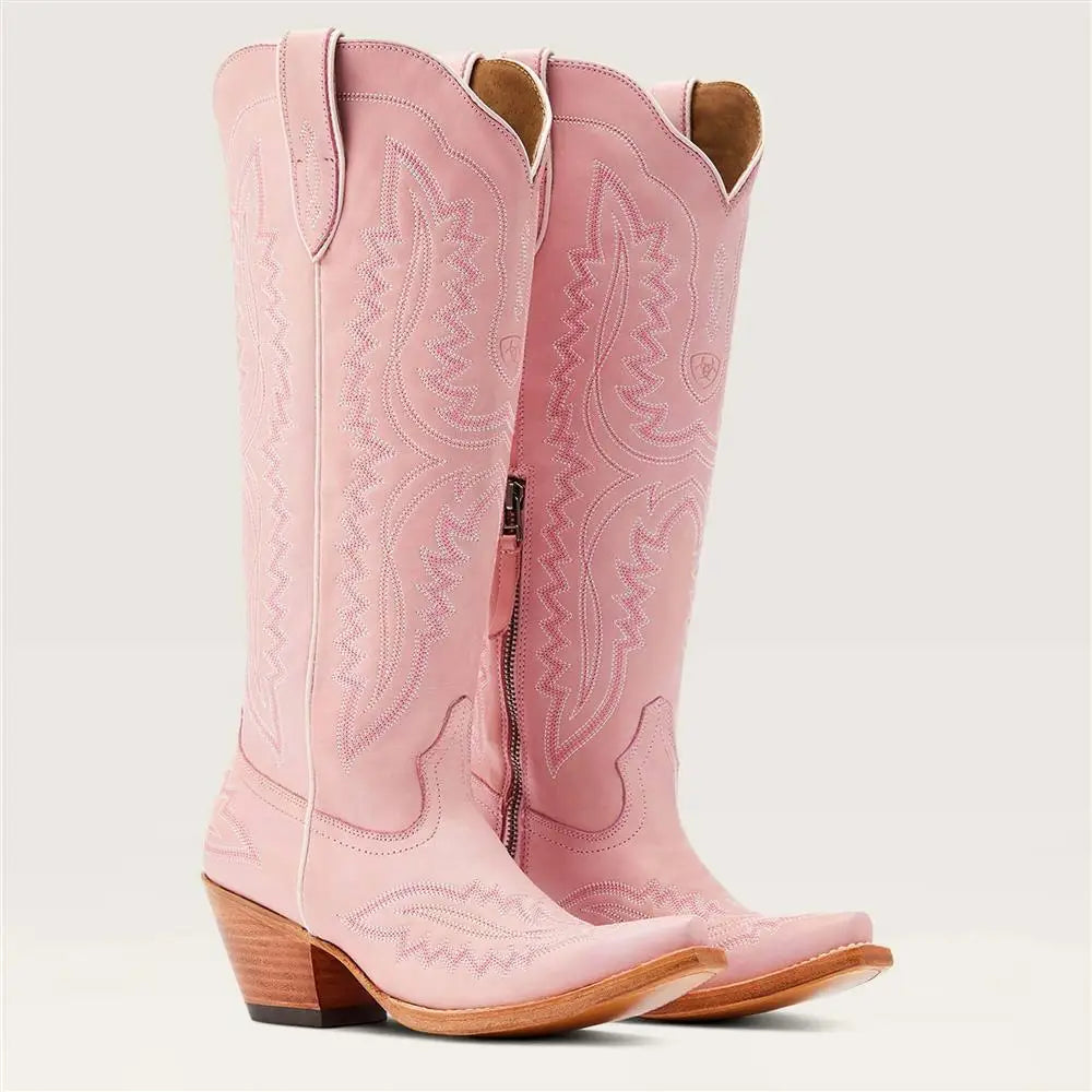 Western Sle Pointed Toe High Heel Booties Large Size Cowboy Boots for Women Faionable High Tubc Rubber Outsole Summer Boots - CB039